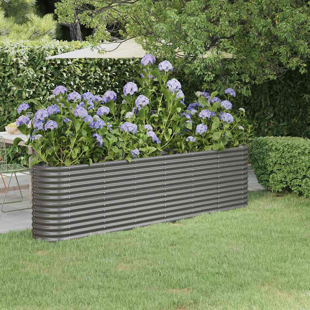 vidaXL Garden Raised Bed | Grey | Powder-coated steel | Large | Durable 1