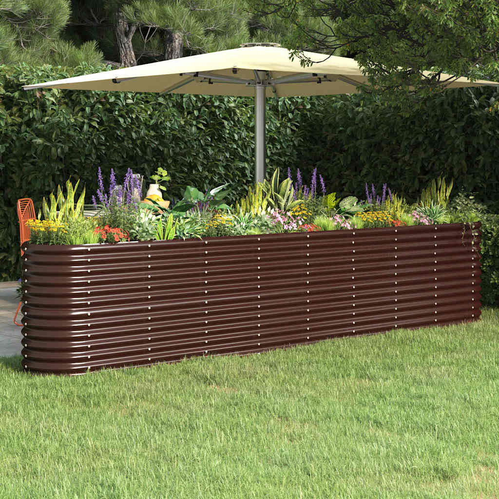 vidaXL Garden Raised Bed Galvanised Steel Height 68 cm Brown