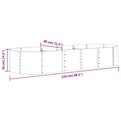 vidaXL Garden Raised Bed Galvanised Steel 224x80x36 cm Green 6