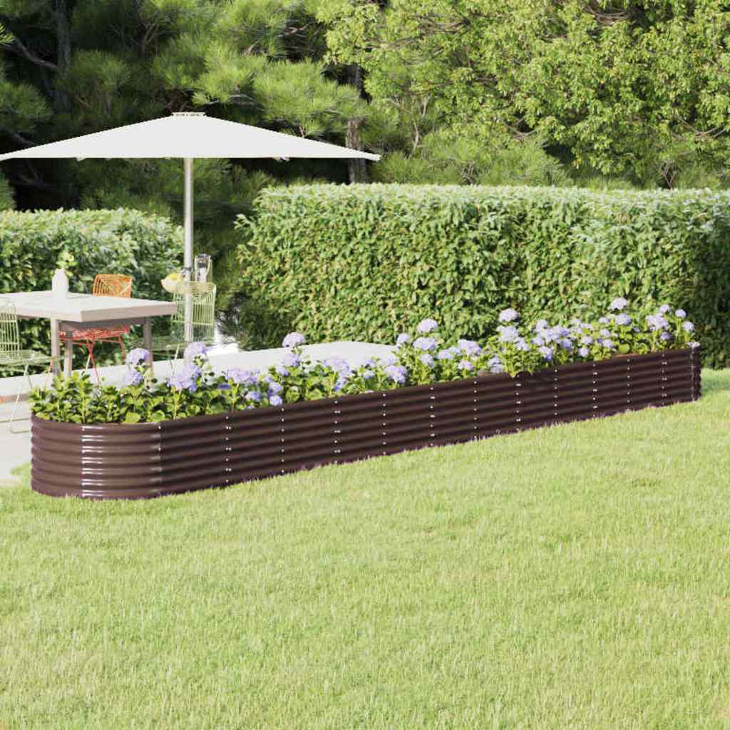 vidaXL Garden Raised Bed Galvanised Steel Height 36 cm Brown