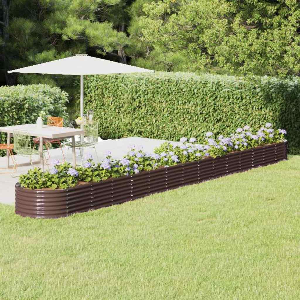 vidaXL Garden Raised Bed Galvanised Steel Height 36 cm Brown