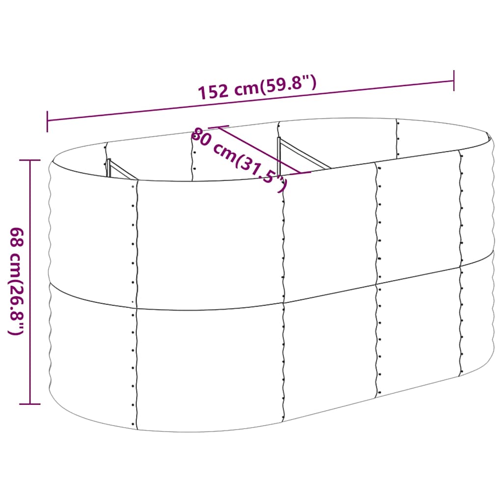 vidaXL Garden Raised Bed Galvanised Steel 152x80x68 cm Brown 6