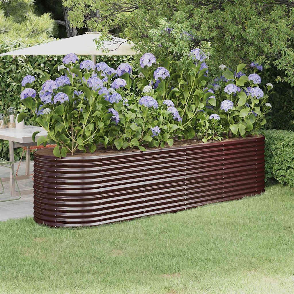 Garden Raised Bed Galvanised Steel Height 68 cm Brown 296 cm