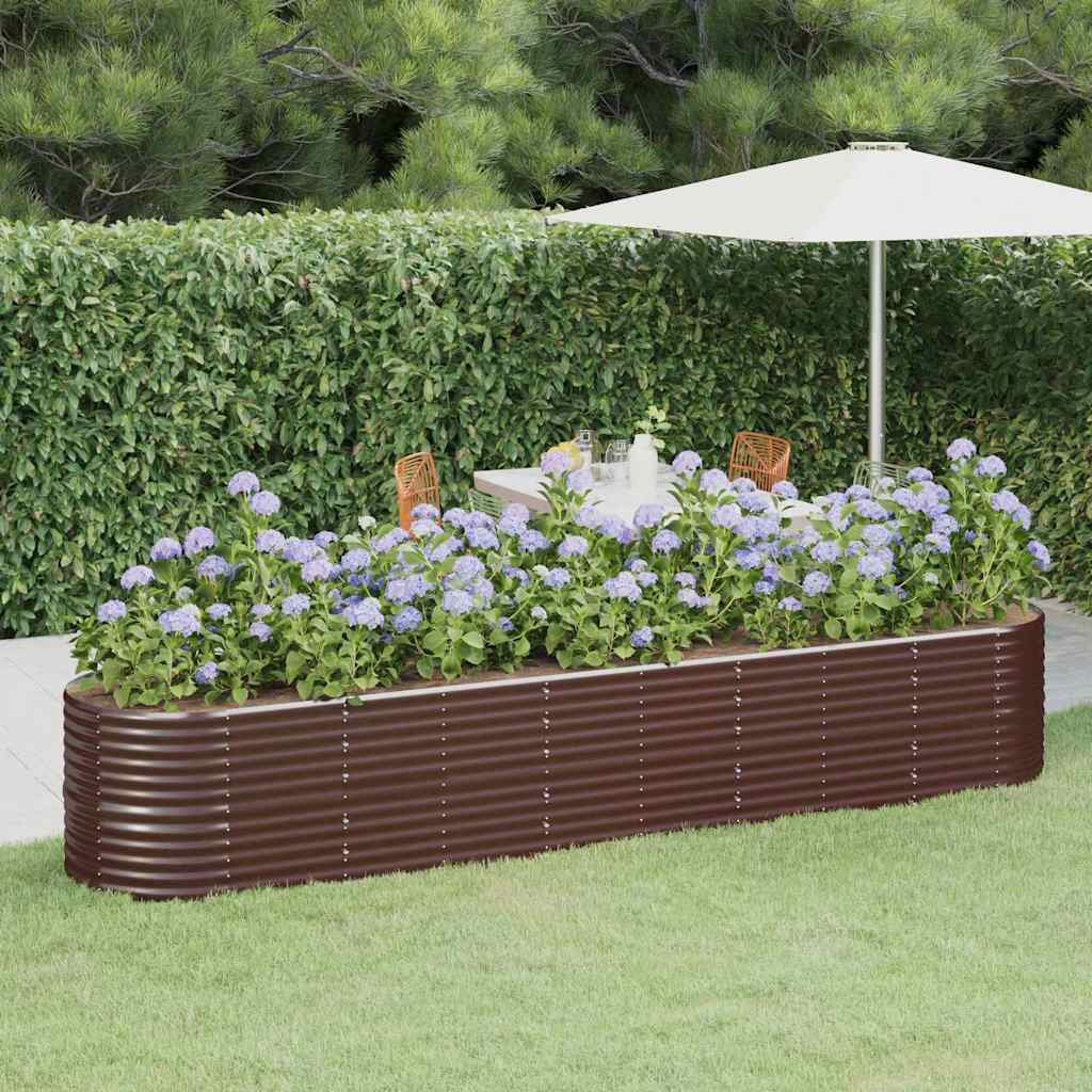 Garden Raised Bed Galvanised Steel Height 68 cm Brown 368 cm