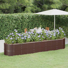 Garden Raised Bed Galvanised Steel Height 68 cm Brown 368 cm