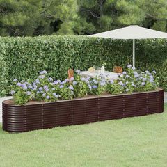 Garden Raised Bed Galvanised Steel Height 68 cm Brown 440 cm