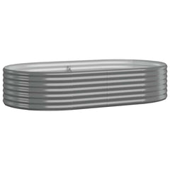 vidaXL Garden Raised Bed | Grey | Powder-Coated Steel | Medium | Durable 2