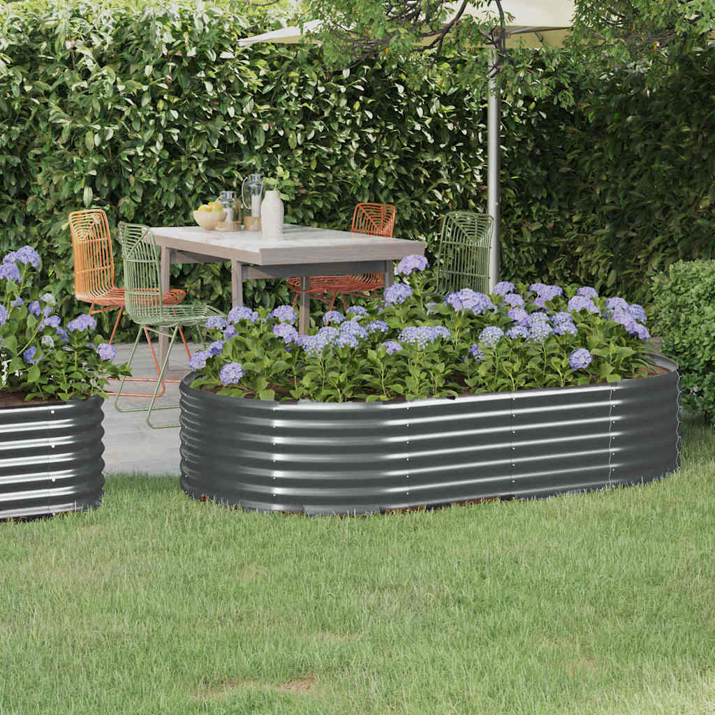 vidaXL Garden Raised Bed | Anthracite | Powder-coated steel | Large | Durable 1