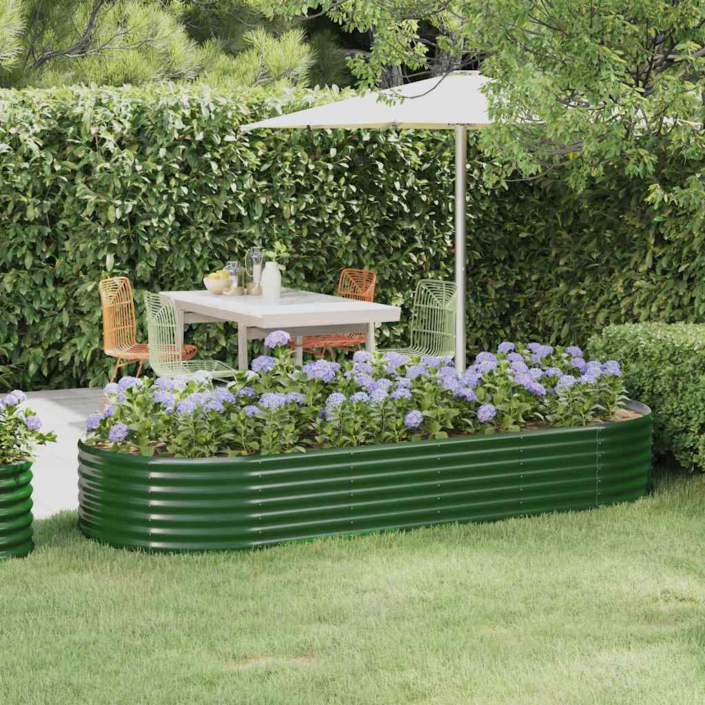 vidaXL Garden Raised Bed | Green | Powder-coated steel | Large 1