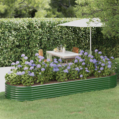 vidaXL Garden Raised Bed Galvanised Steel Depth 100 cm Green