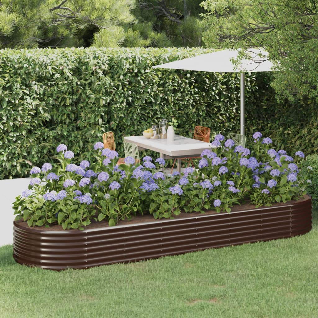 vidaXL Garden Raised Bed | Brown | Powder-coated steel | Extra Long | Durable 1