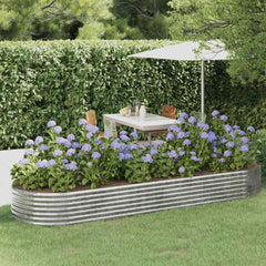 Garden Raised Bed Galvanised Steel Depth 100 cm Silver 322 cm