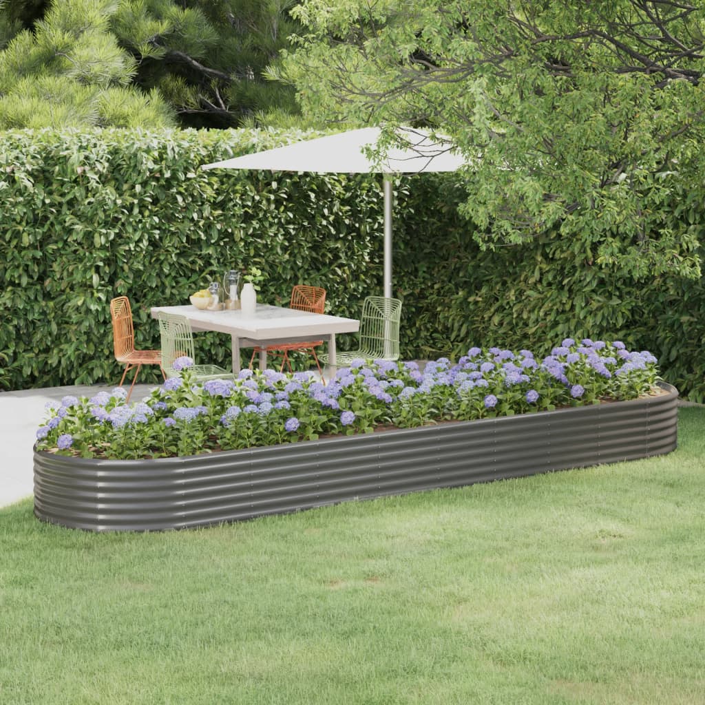 vidaXL Garden Raised Bed | Grey | Powder-coated steel | Extra Large | Durable 1