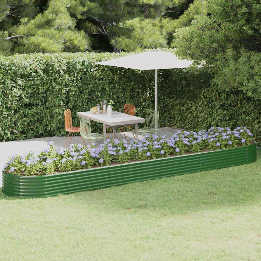vidaXL Garden Raised Bed Galvanised Steel Depth 100 cm Green