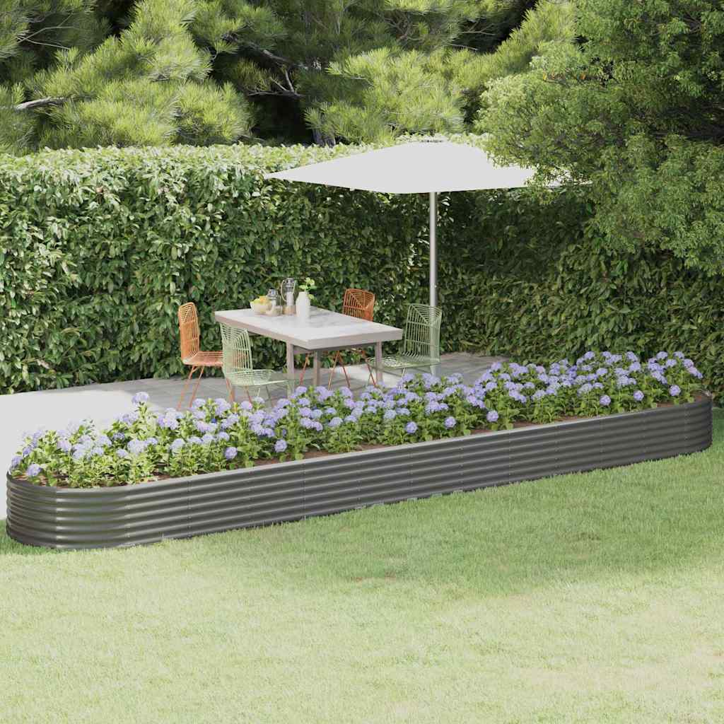 vidaXL Garden Raised Bed Galvanised Steel Depth 100 cm Grey