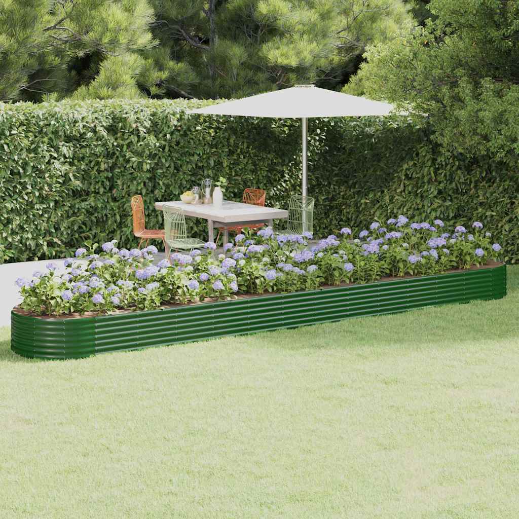 vidaXL Garden Raised Bed Galvanised Steel Depth 100 cm Green