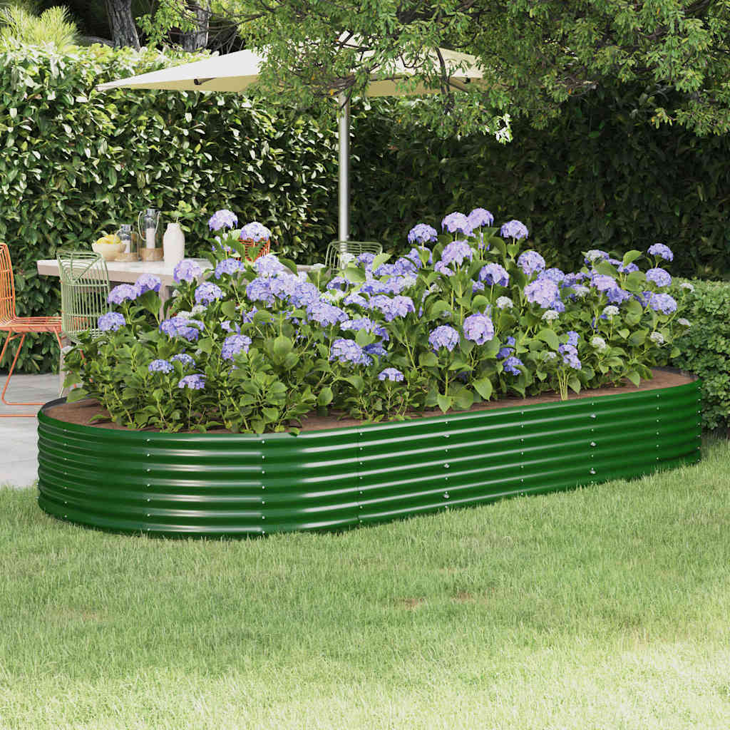 Garden Raised Bed Galvanised Steel Depth 140 cm Green 296 cm