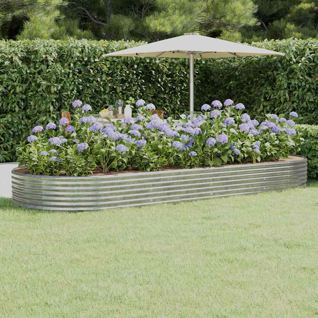 Garden Raised Bed Galvanised Steel Depth 140 cm Silver 373 cm