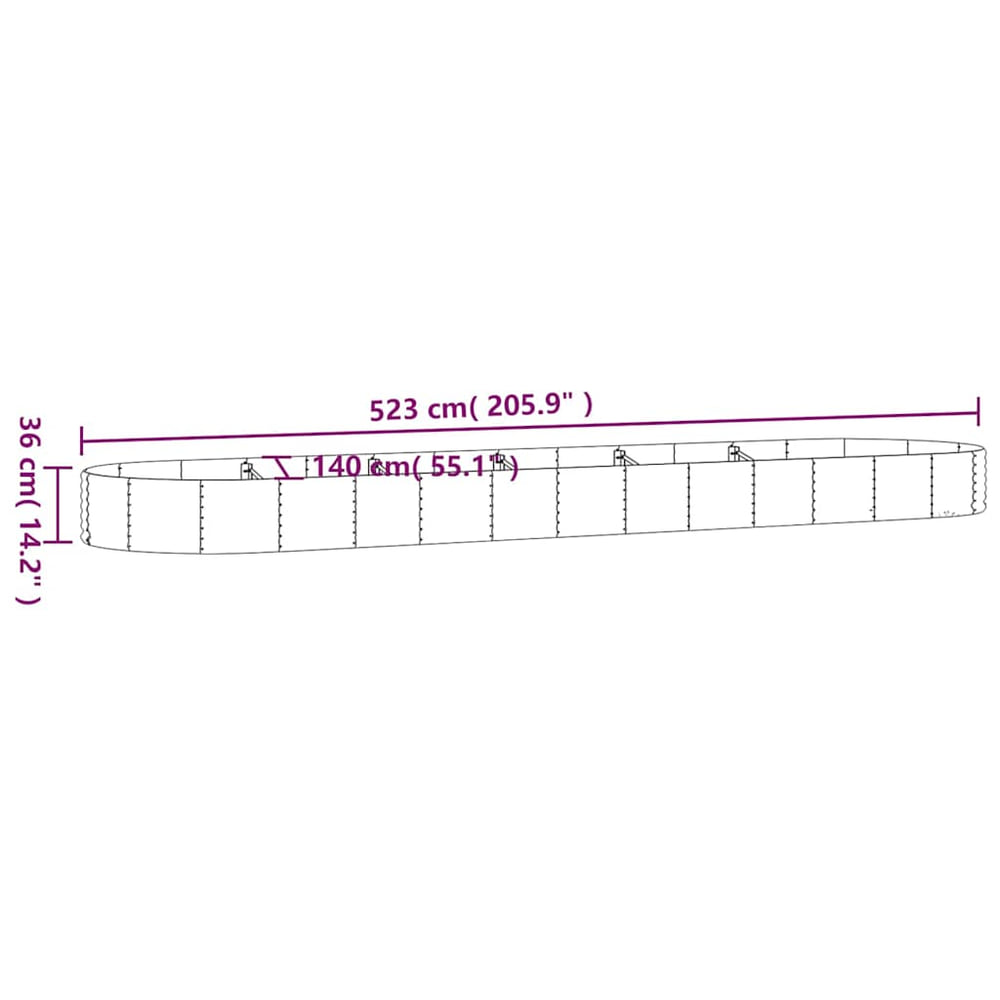 Garden Raised Bed Galvanised Steel Depth 140 cm Grey 523 cm