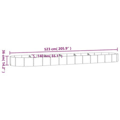 Garden Raised Bed Galvanised Steel Depth 140 cm Grey 523 cm