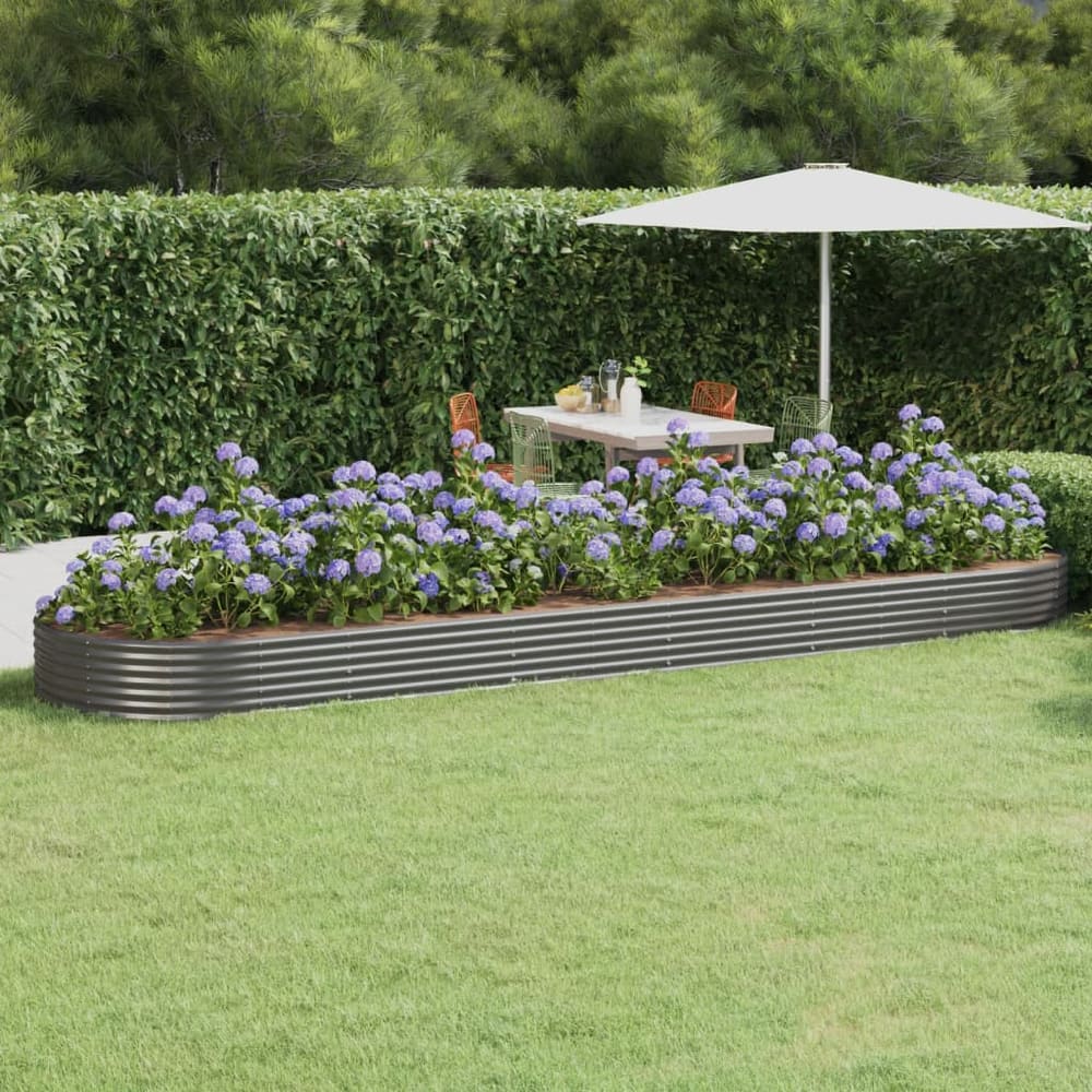 Garden Raised Bed Galvanised Steel Depth 140 cm Grey 523 cm