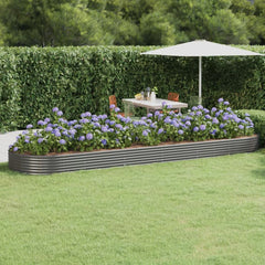 Garden Raised Bed Galvanised Steel Depth 140 cm Grey 523 cm