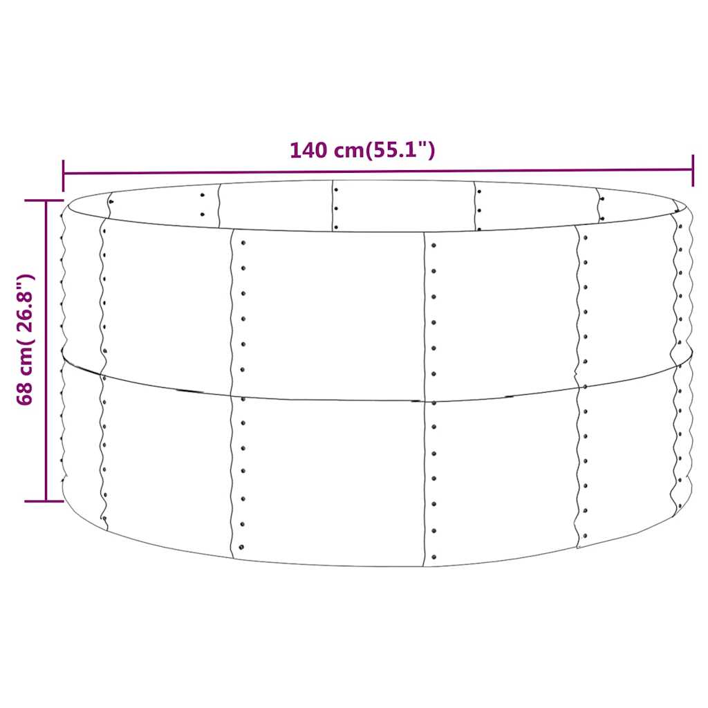 Garden Raised Bed Galvanised Steel Depth 140 cm Grey 140 cm