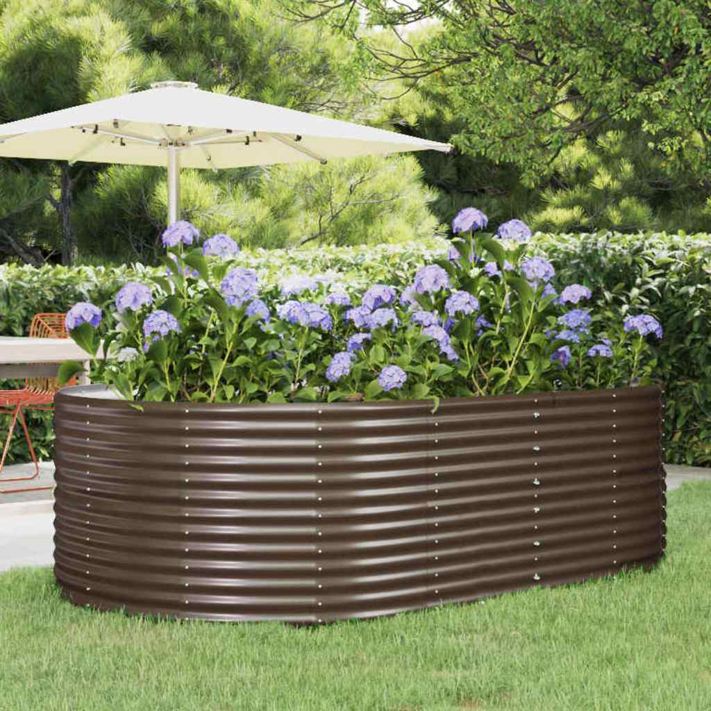 Garden Raised Bed Galvanised Steel Depth 140 cm Brown 212 cm