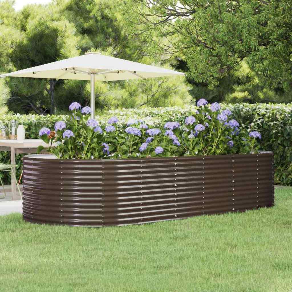 Garden Raised Bed Galvanised Steel Depth 140 cm Brown 291 cm