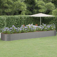 Garden Raised Bed Galvanised Steel Depth 140 cm Grey 584 cm