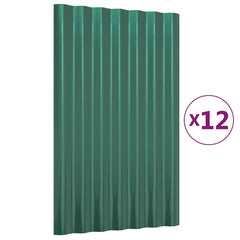 vidaXL Roof Panels 12 pcs Galvanised Steel Green 60x36 cm 2