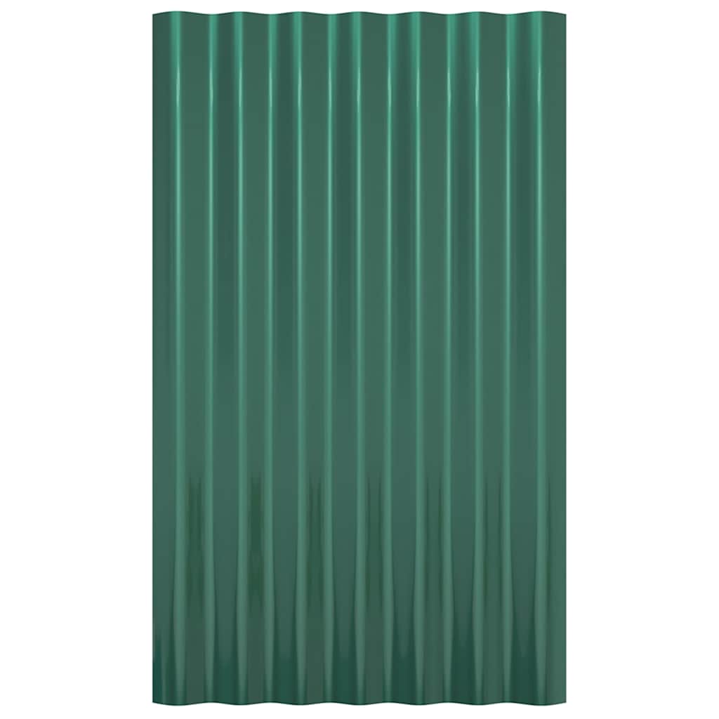 vidaXL Roof Panels 12 pcs Galvanised Steel Green 60x36 cm 4