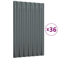 vidaXL Roof Panels 36 pcs Galvanised Steel Anthracite 60x36 cm 2