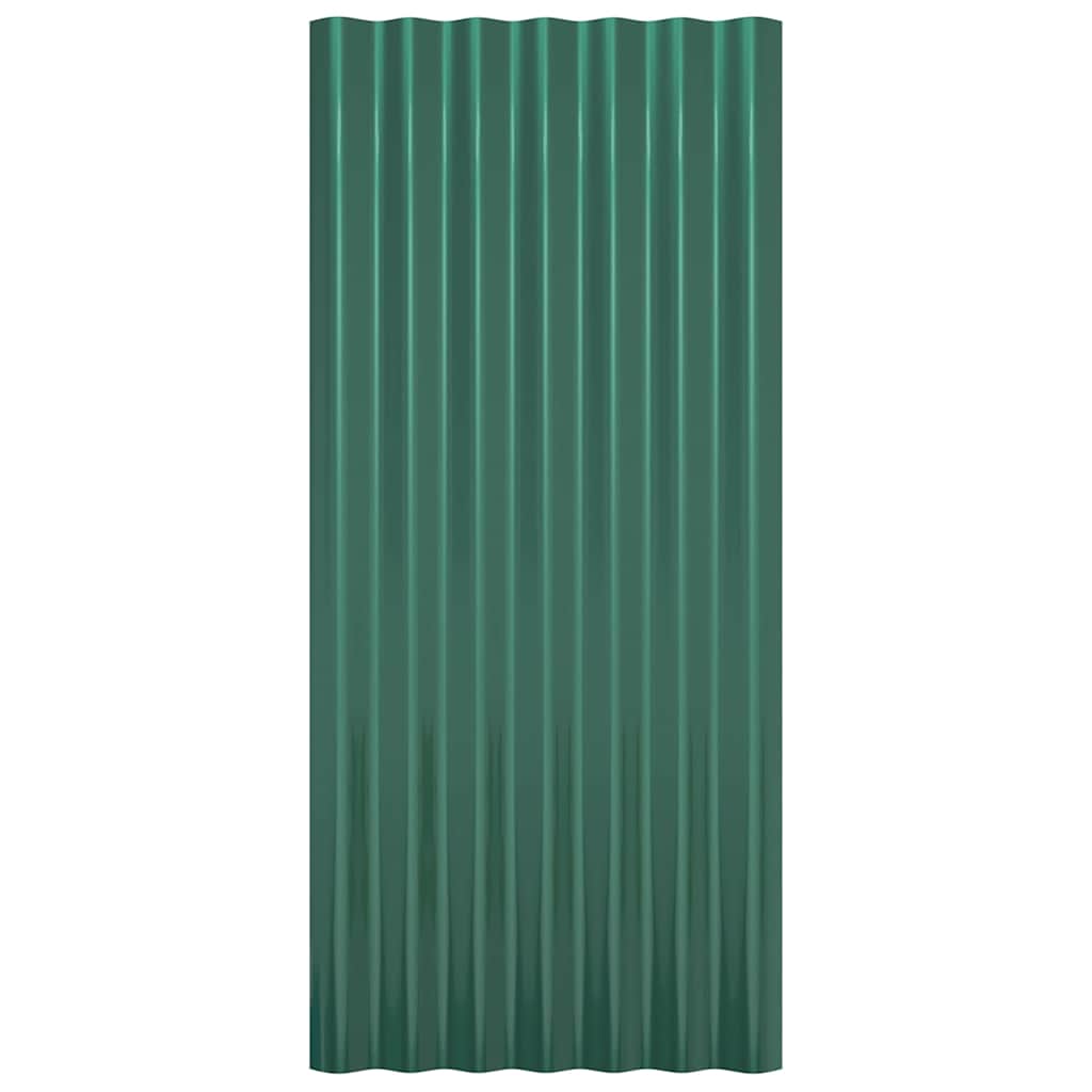 vidaXL Roof Panels 12 pcs Galvanised Steel Green 80x36 cm 4