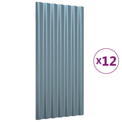vidaXL Roof Panels 12 pcs Galvanised Steel Grey 80x36 cm 2