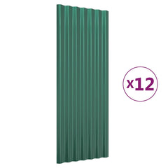 vidaXL Roof Panels 12 pcs Galvanised Steel Green 100x36 cm 2