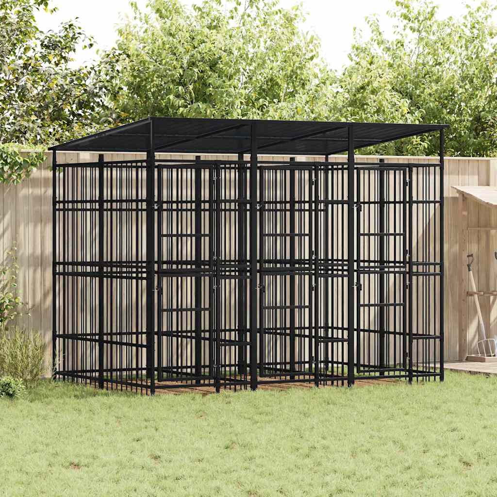 Outdoor Dog Kennel Steel 1,84 m² 288 x 192 x 200 cm