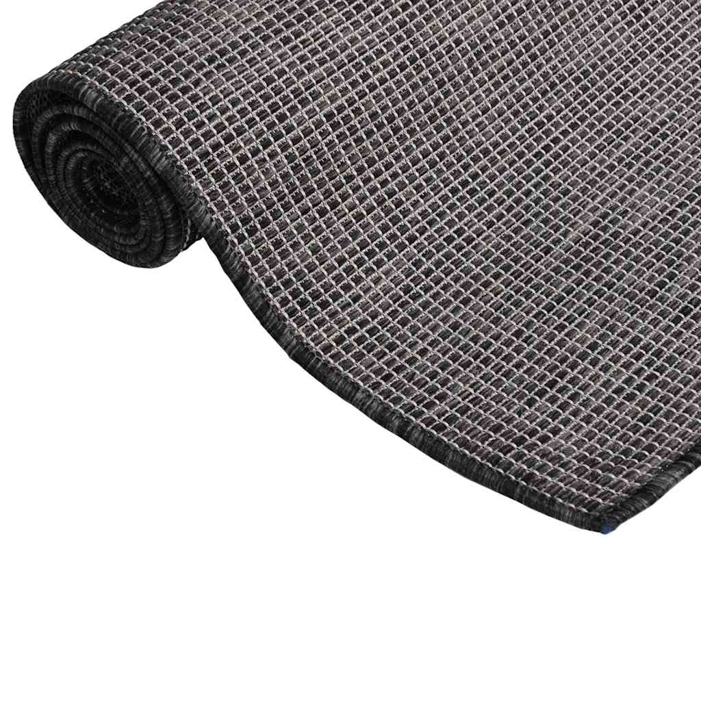 vidaXL Outdoor Flatweave Rug 100x200 cm Grey 3