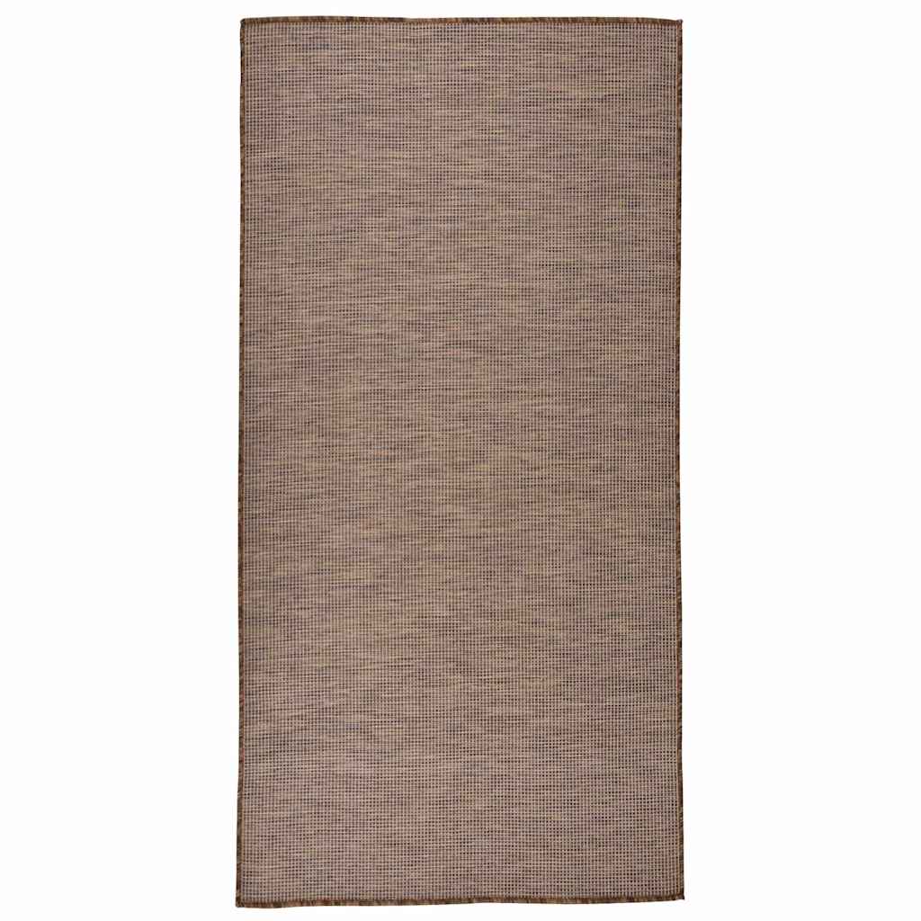 vidaXL Outdoor Flatweave Rug 100x200 cm Brown 1