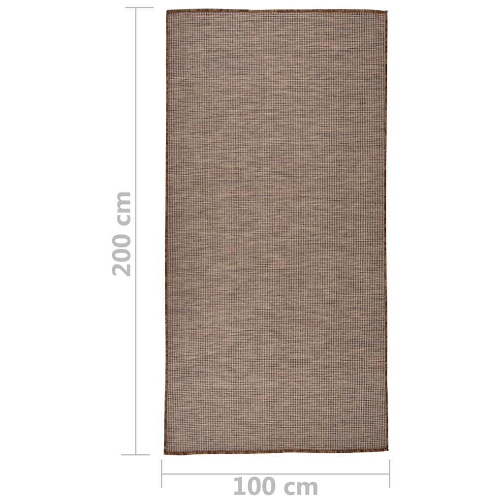 vidaXL Outdoor Flatweave Rug 100x200 cm Brown 6