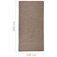 vidaXL Outdoor Flatweave Rug 100x200 cm Brown 6