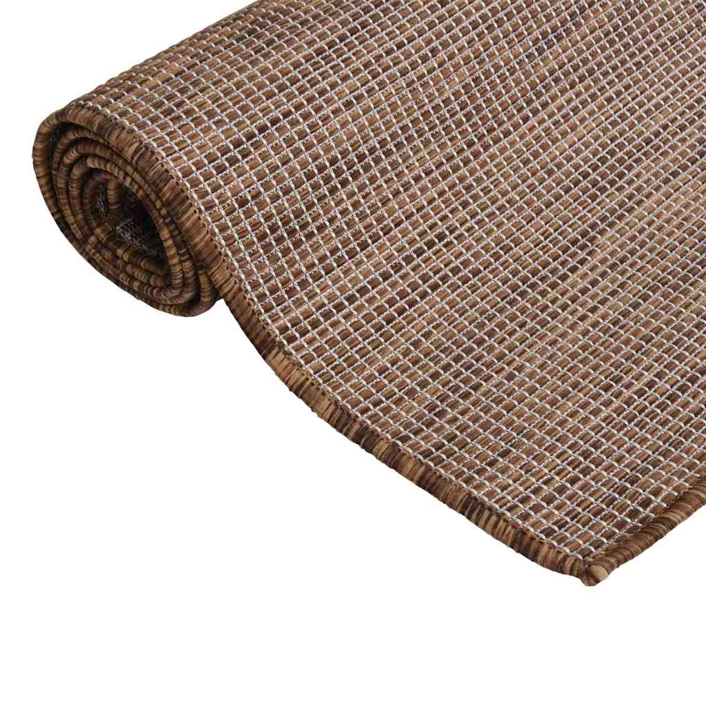 vidaXL Outdoor Flatweave Rug 120x170 cm Brown 3
