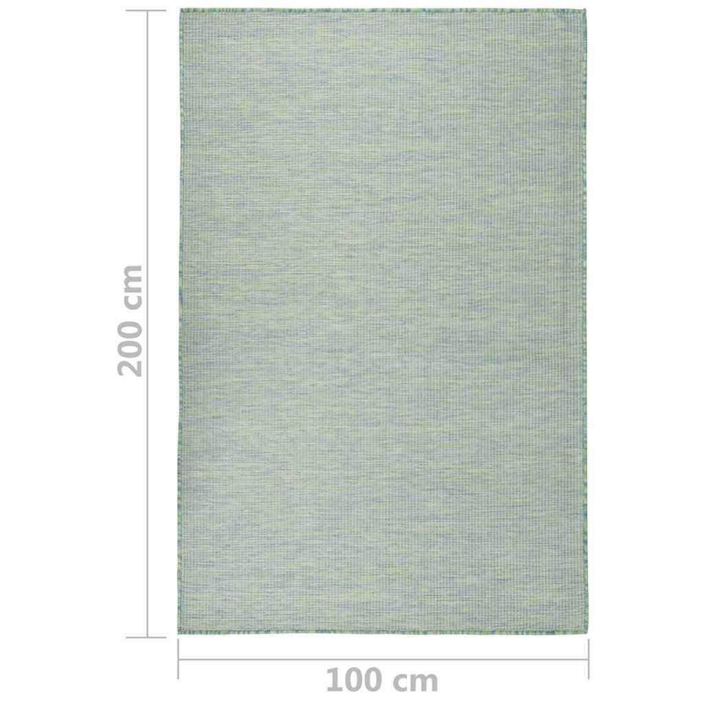 vidaXL Outdoor Flatweave Rug 100x200 cm Turquoise 6