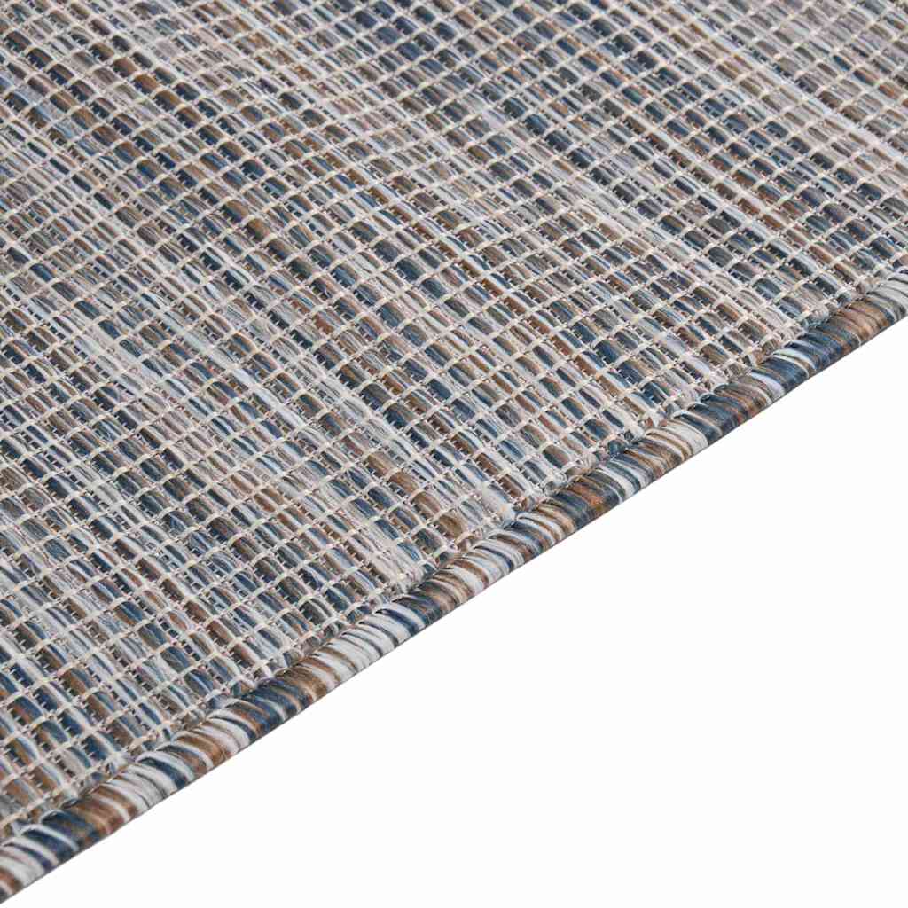 vidaXL Outdoor Flatweave Rug 80x250 cm Brown and Blue 4
