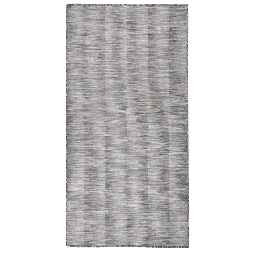vidaXL Outdoor Flatweave Rug 100x200 cm Brown and Blue 1