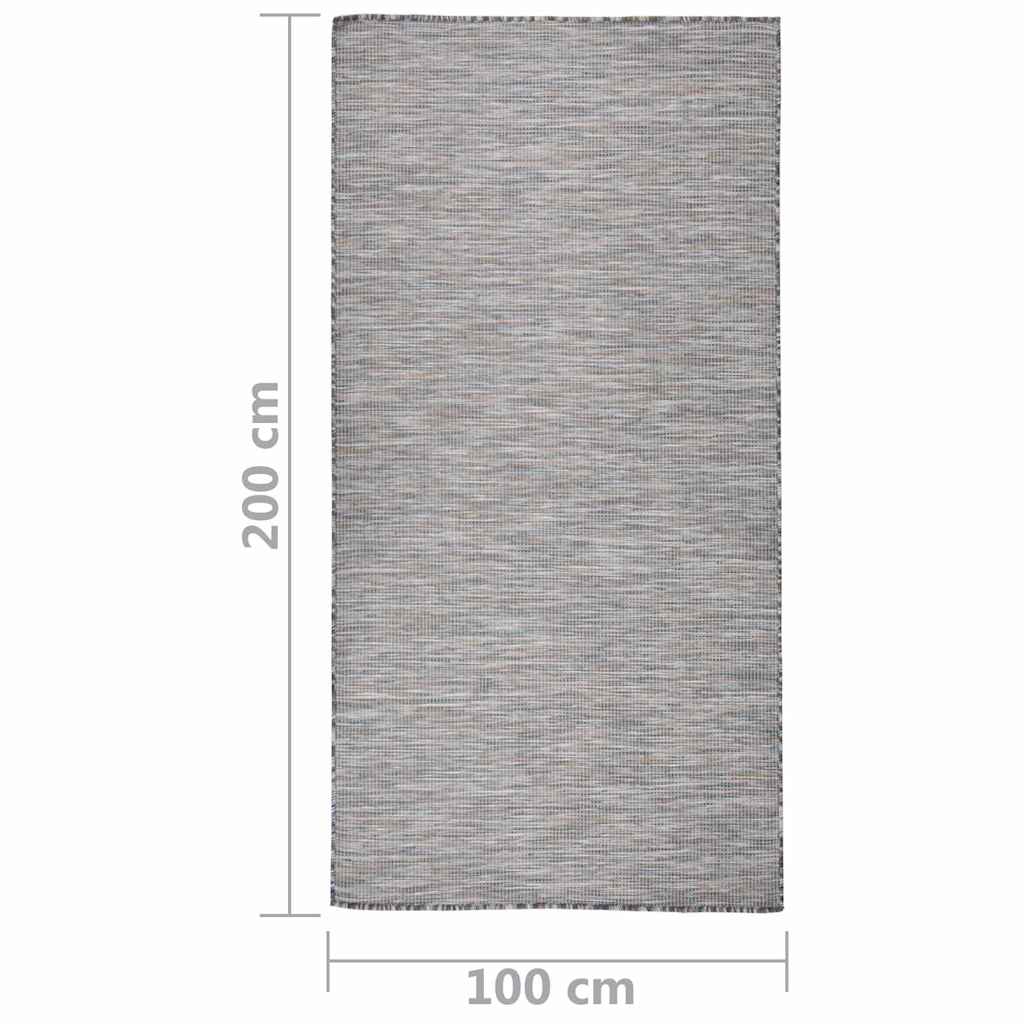 vidaXL Outdoor Flatweave Rug 100x200 cm Brown and Blue 6