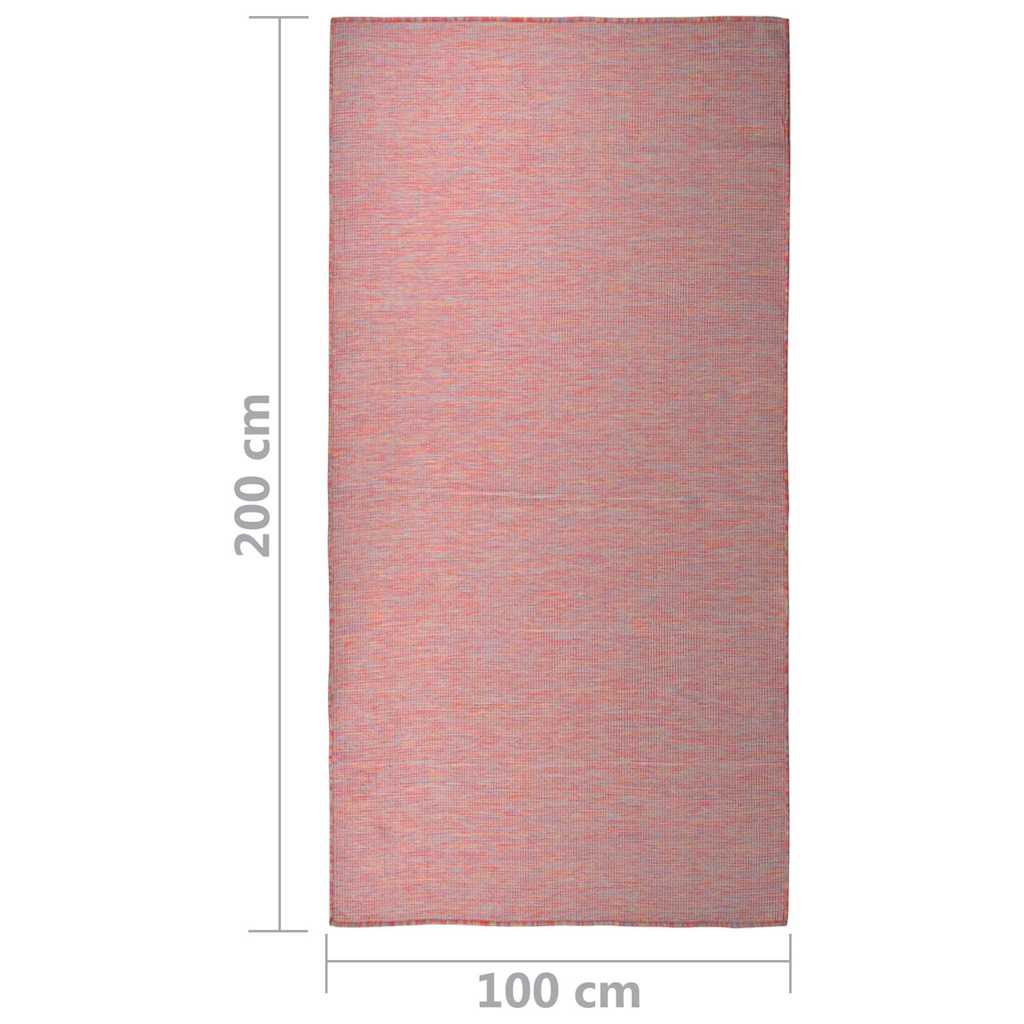 vidaXL Outdoor Flatweave Rug 100x200 cm Red 6