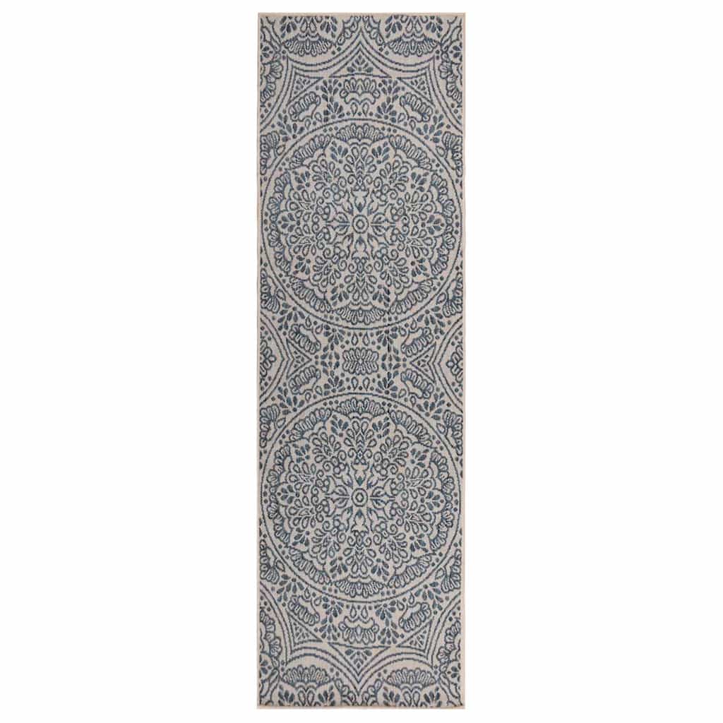 vidaXL Outdoor Flatweave Rug 80x250 cm Blue Pattern 1