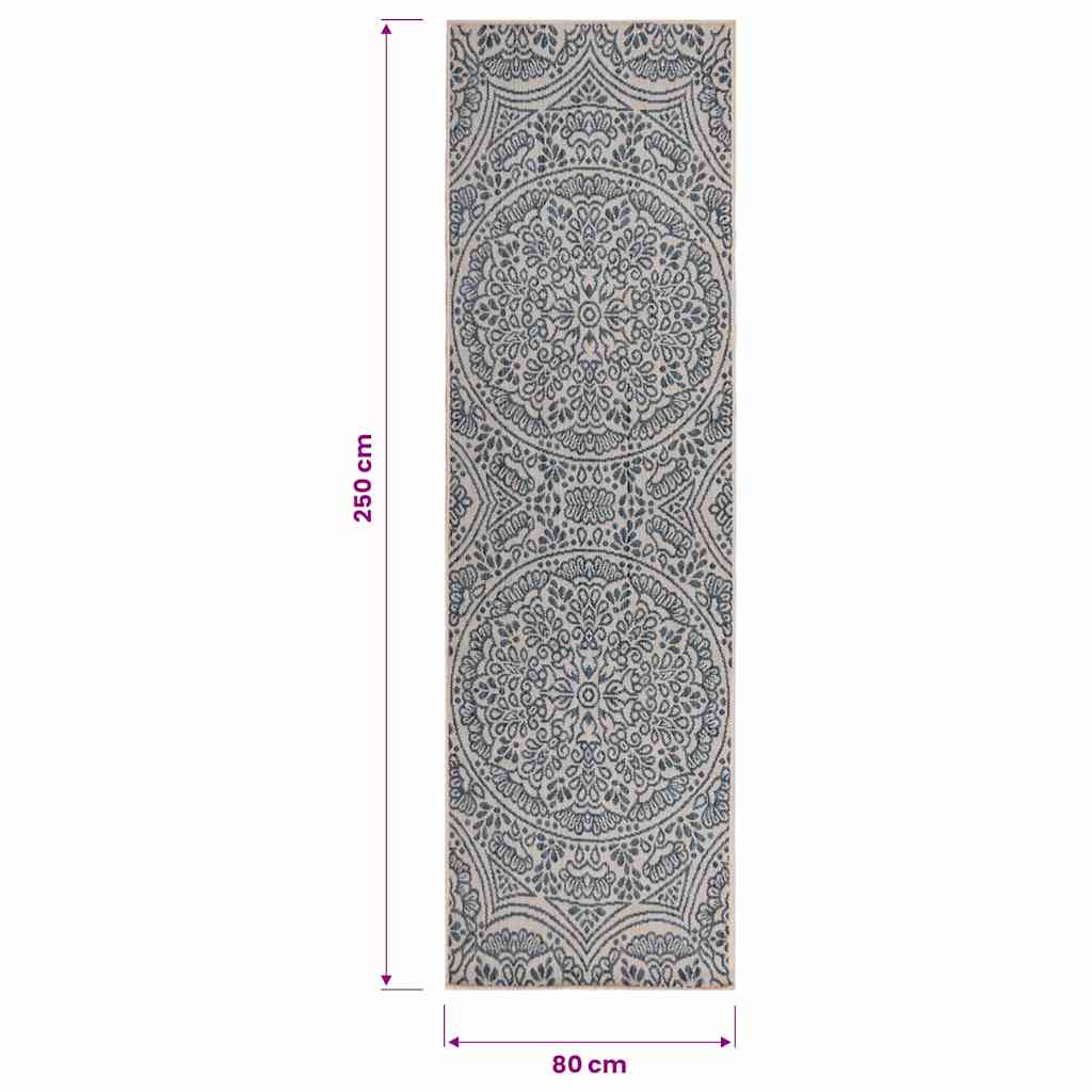 vidaXL Outdoor Flatweave Rug 80x250 cm Blue Pattern 6