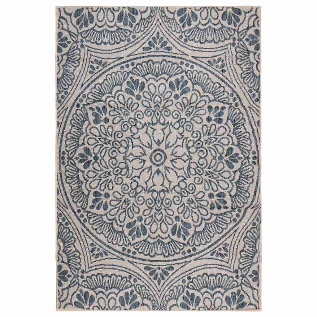 vidaXL Outdoor Flatweave Rug 120x170 cm Blue Pattern 1